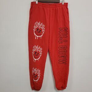 Kill Crew Mens Thick Spellout Sweat Joggers Size M Red Muy Thai Athletic Workout